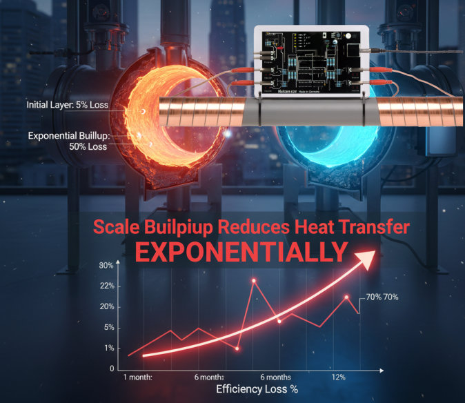 Scale buildup reduces heat transfer exponentially