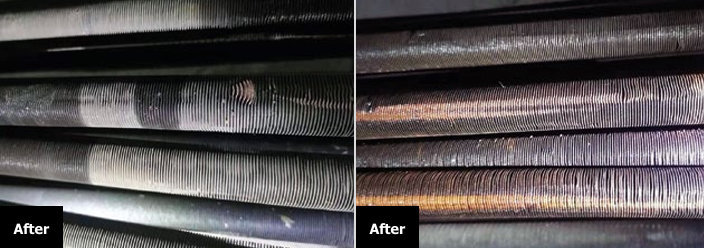Heat exchanger fins 10 months after Vulcan installation