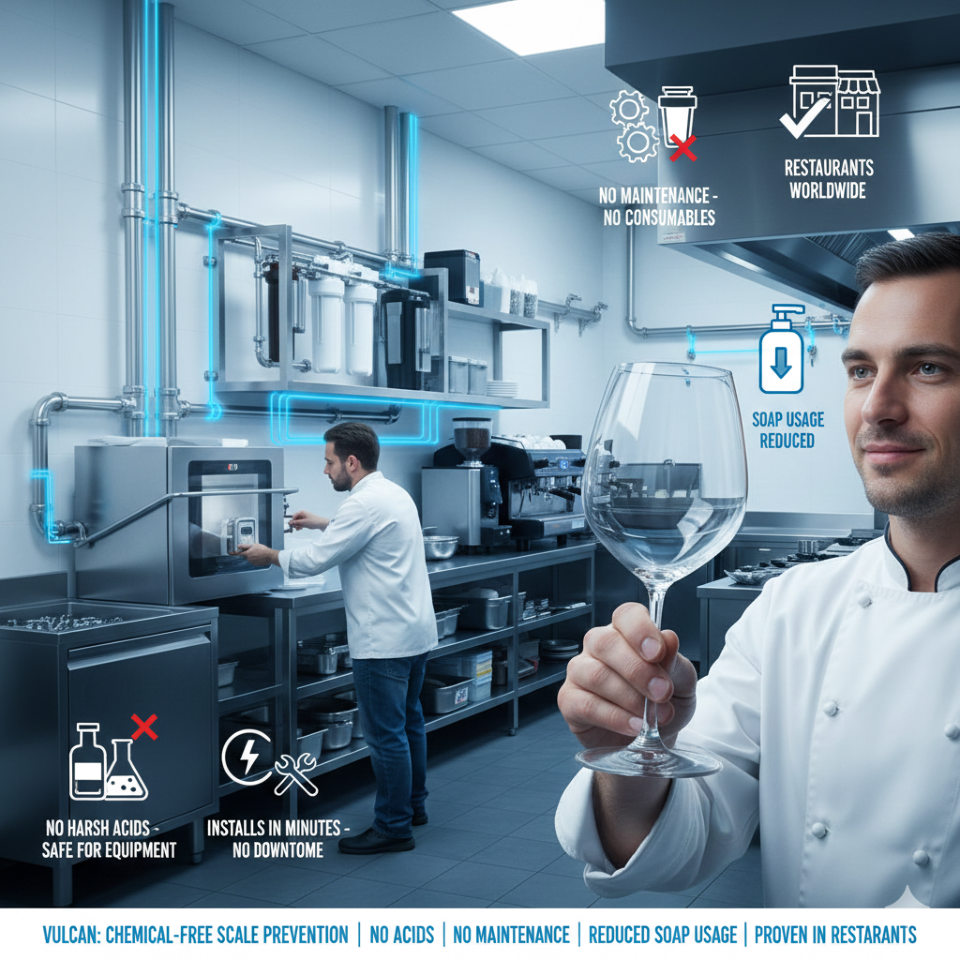 hard water softener restaurants chemical free scale prevention